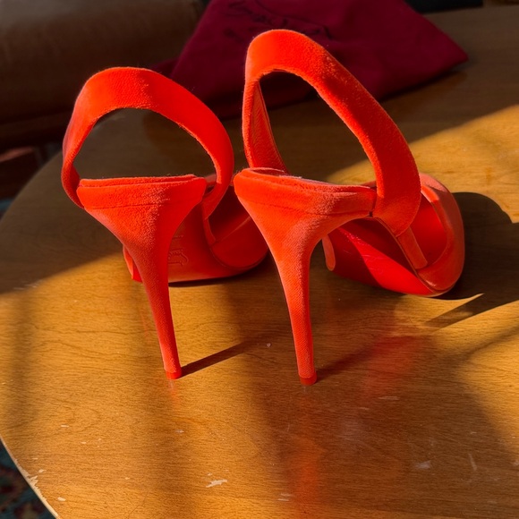 Christian Louboutin Bright Red Suede Slingback Pumps - Picture 2 of 3